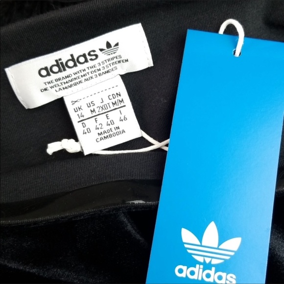 Adidas Original 3 Stripe Velvet Bra Top in Black - Picture 7 of 8